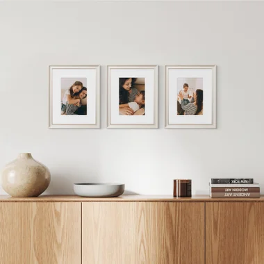 3'lü Bej 35x43 Yaldızlı Çerçeve Seti